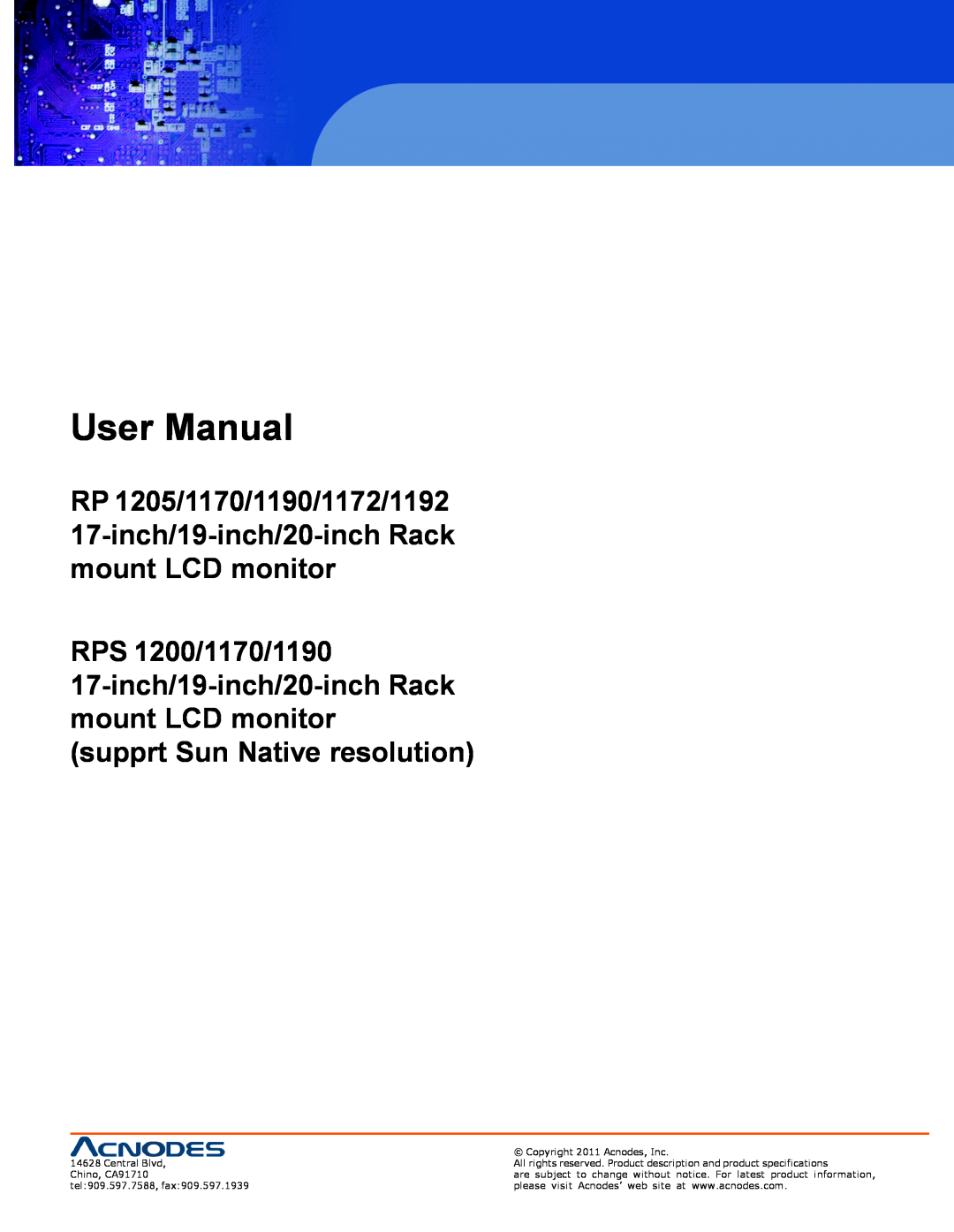 Acnodes RPS 1200, RP 1205, RP 1170 user manual User Manual 