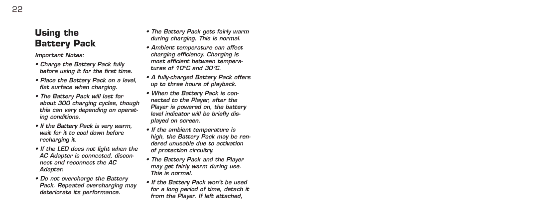 Acomdata.com PDVD7 technical specifications Using Battery Pack 