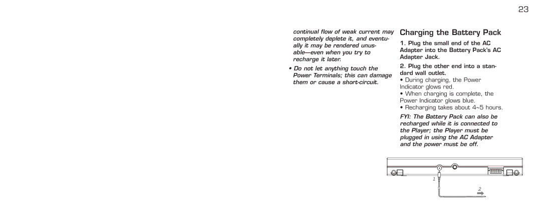 Acomdata.com PDVD7 technical specifications Charging the Battery Pack 