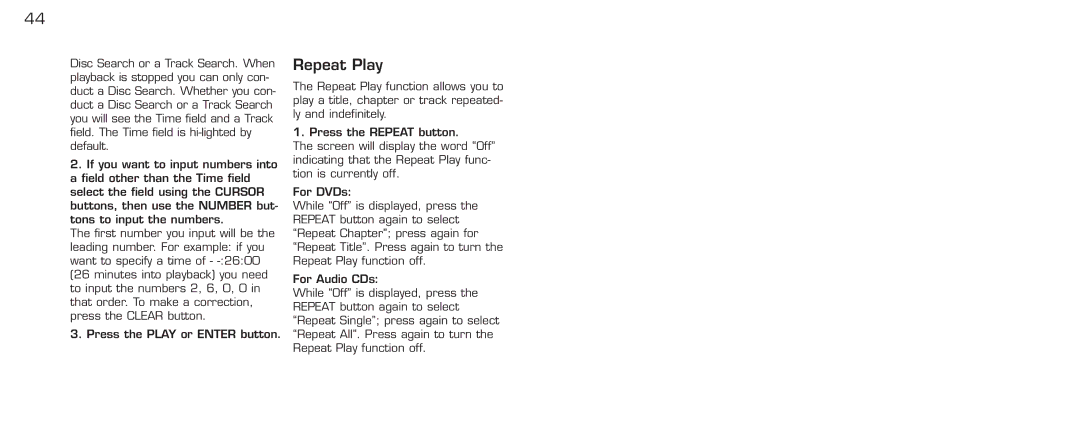 Acomdata.com PDVD7 technical specifications Repeat Play 