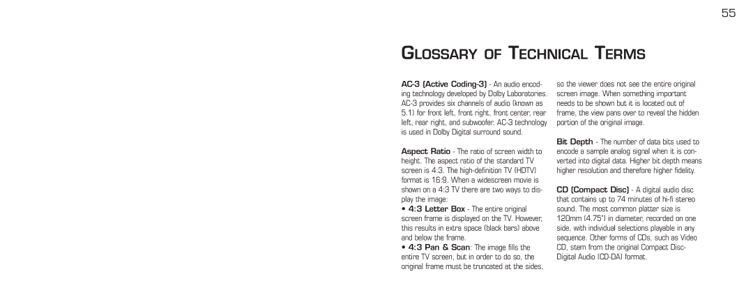 Acomdata.com PDVD7 technical specifications Glossary of Technical Terms 