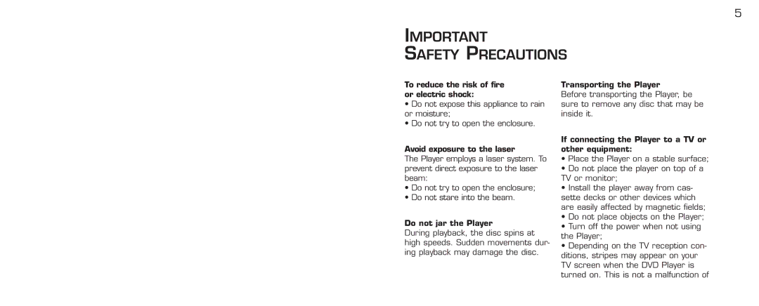 Acomdata.com PDVD7 technical specifications Safety Precautions, Avoid exposure to the laser 