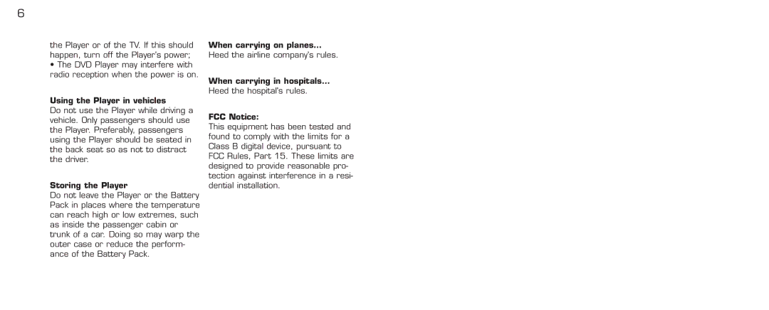 Acomdata.com PDVD7 technical specifications When carrying on planes… 