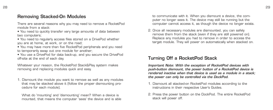 Acomdata.com RPDOCKU2FA manual Removing Stacked-On Modules 