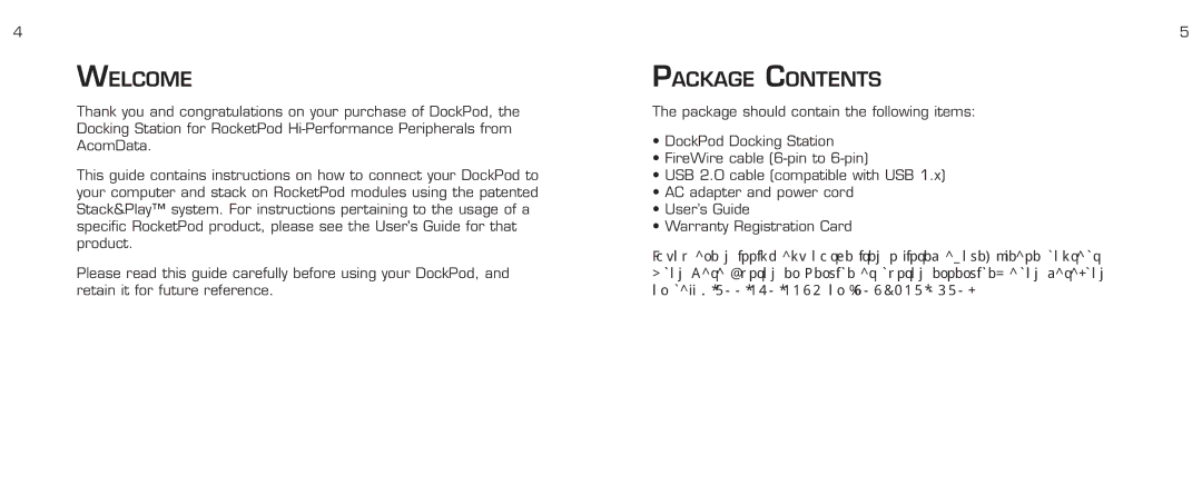 Acomdata.com RPDOCKU2FA manual Welcome, Package Contents 