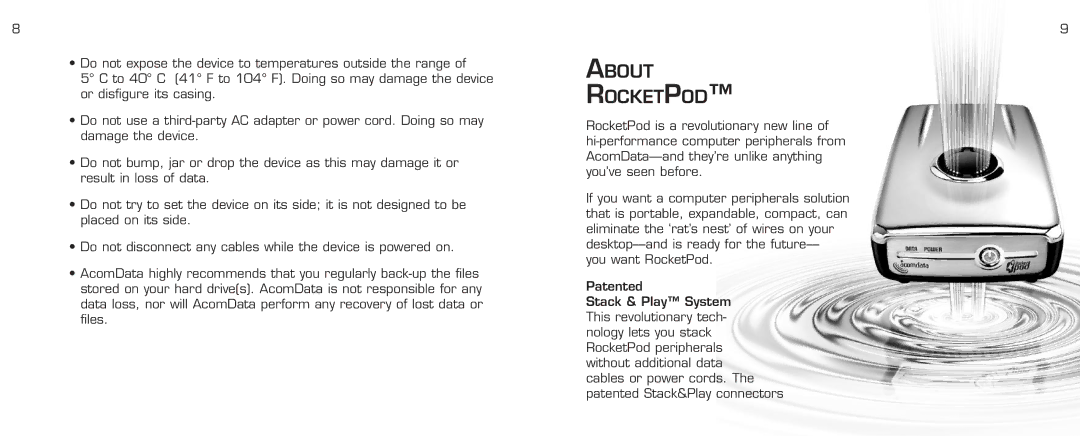 Acomdata.com RPDOCKU2FA manual About Rocketpod 