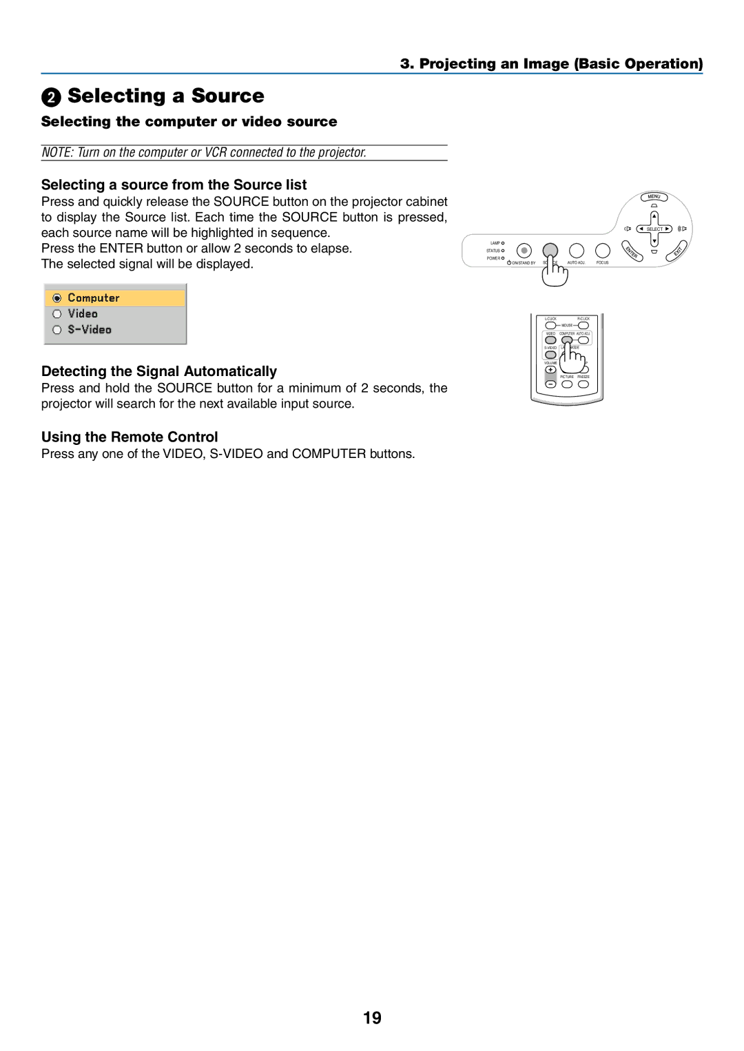 Acoustic Energy LT30, LT25, LT35 manual Selecting a Source, Detecting the Signal Automatically 