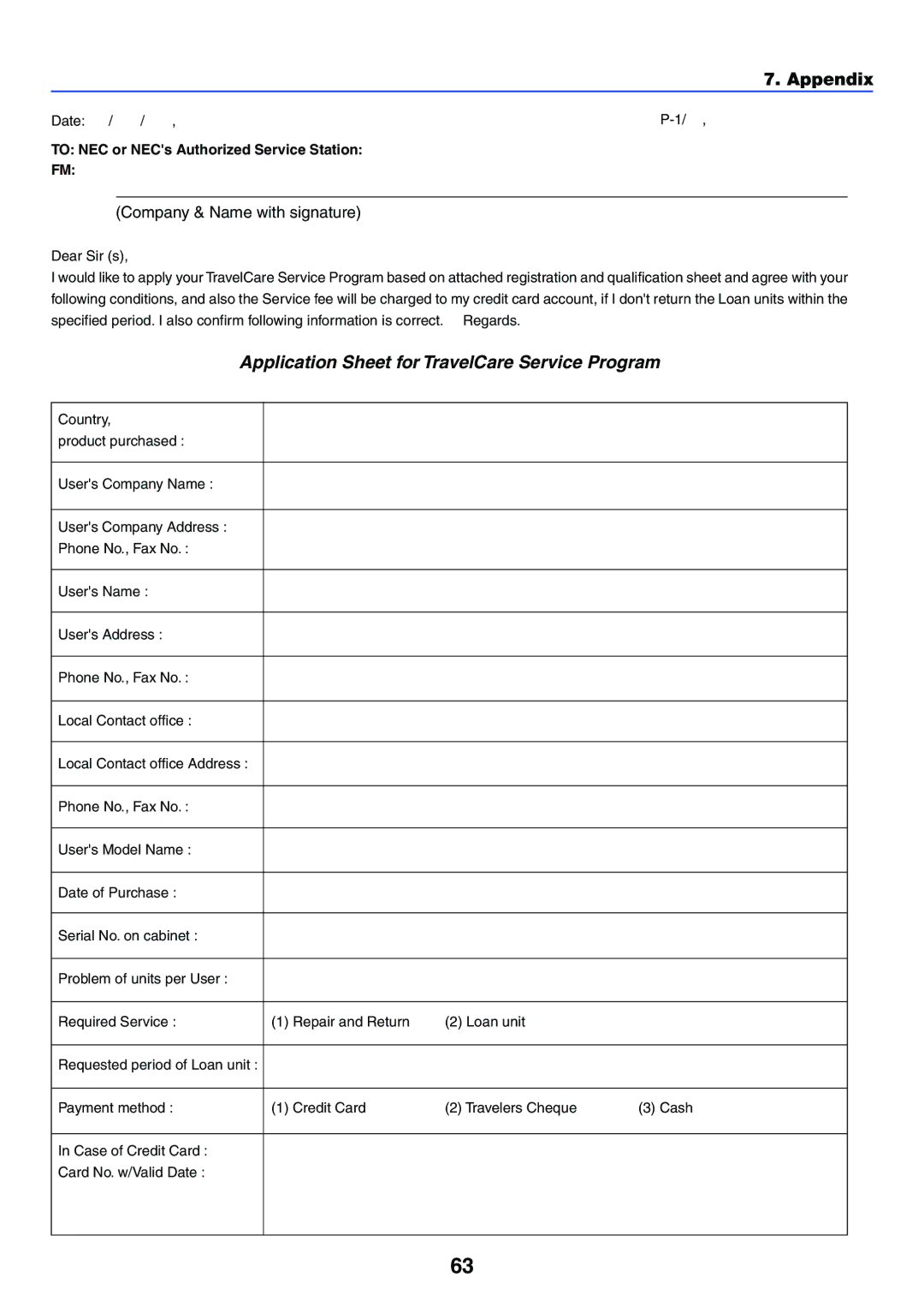 Acoustic Energy LT35, LT30, LT25 manual Application Sheet for TravelCare Service Program 