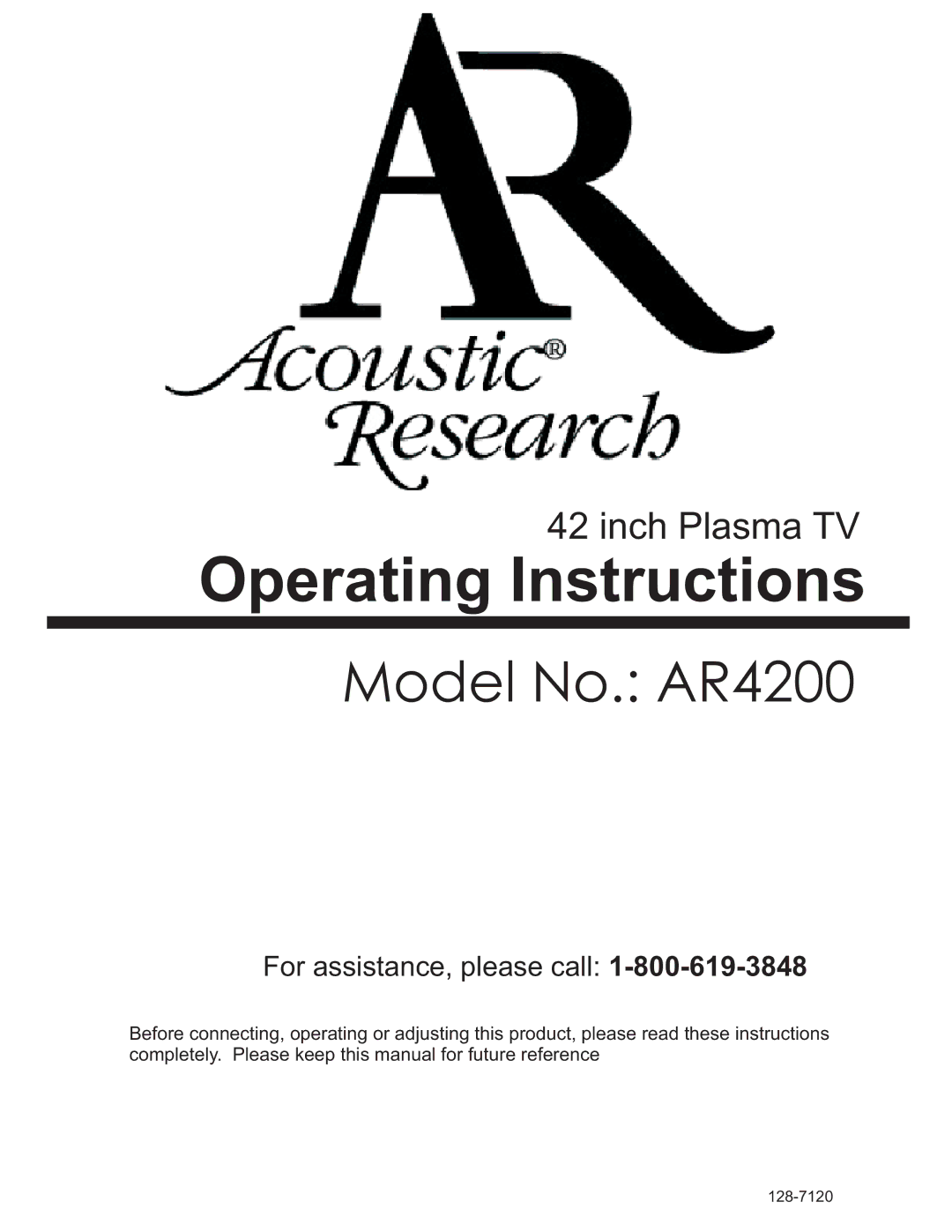 Acoustic Research AR4200 manual Operating Instructions 