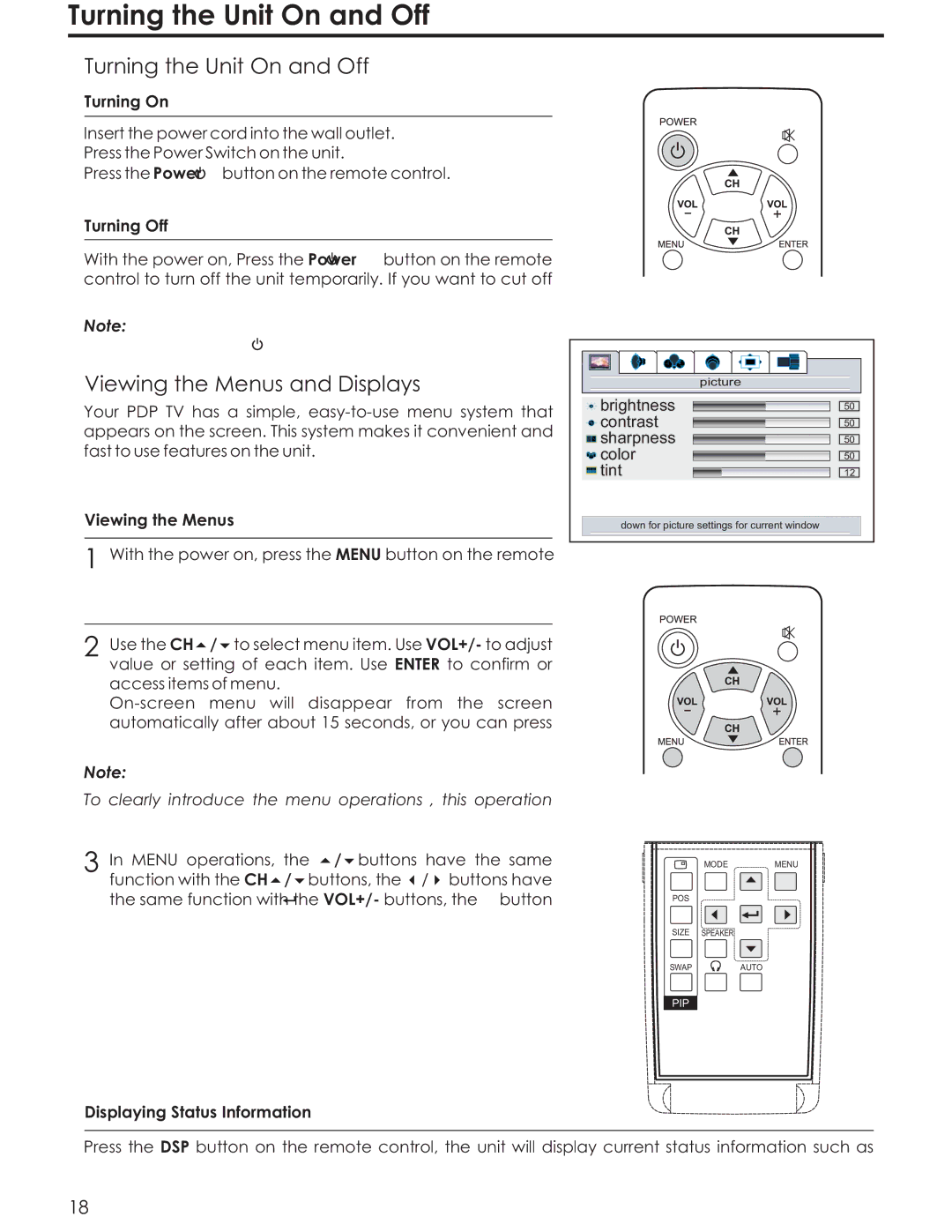 Acoustic Research AR4200 manual Turning the Unit On and Off, Viewing the Menus and Displays 