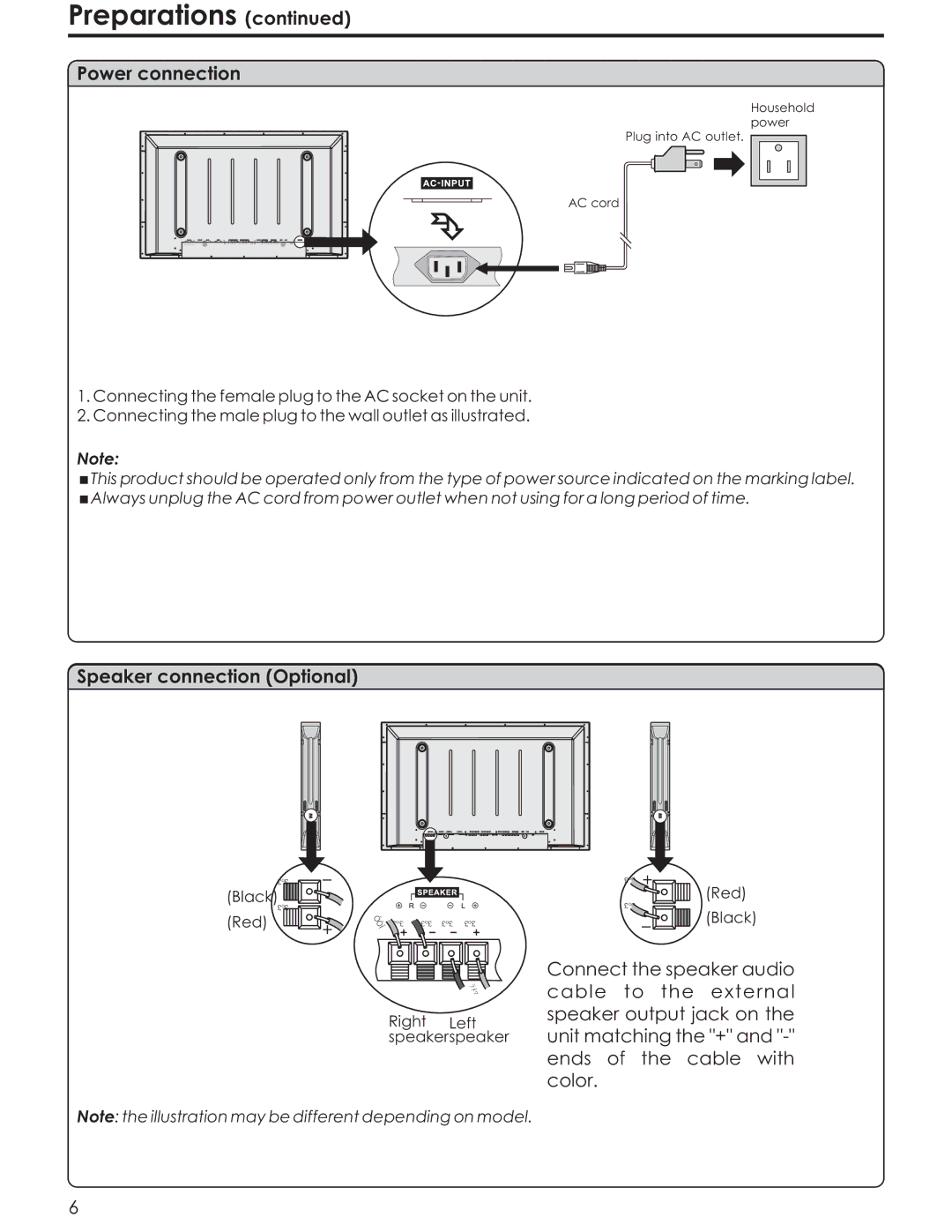 Acoustic Research AR4200 manual Power connection, Speaker connection Optional 