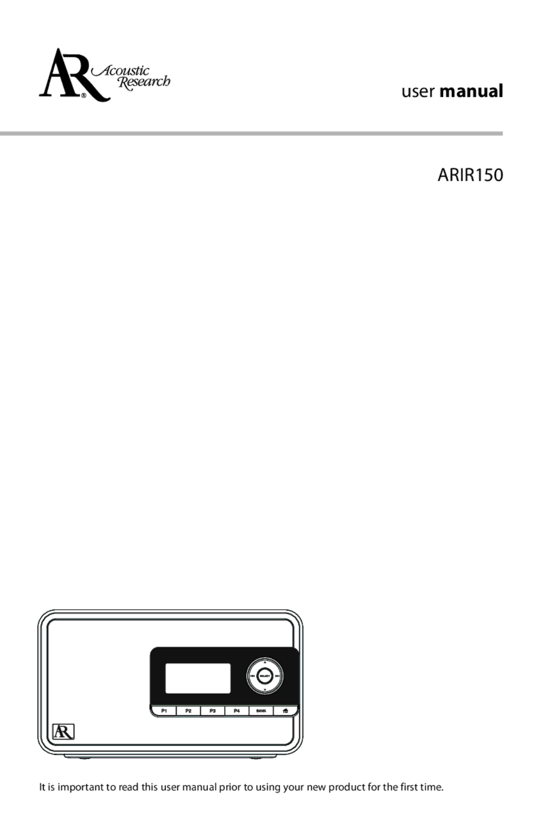 Acoustic Research ARIR150 user manual 