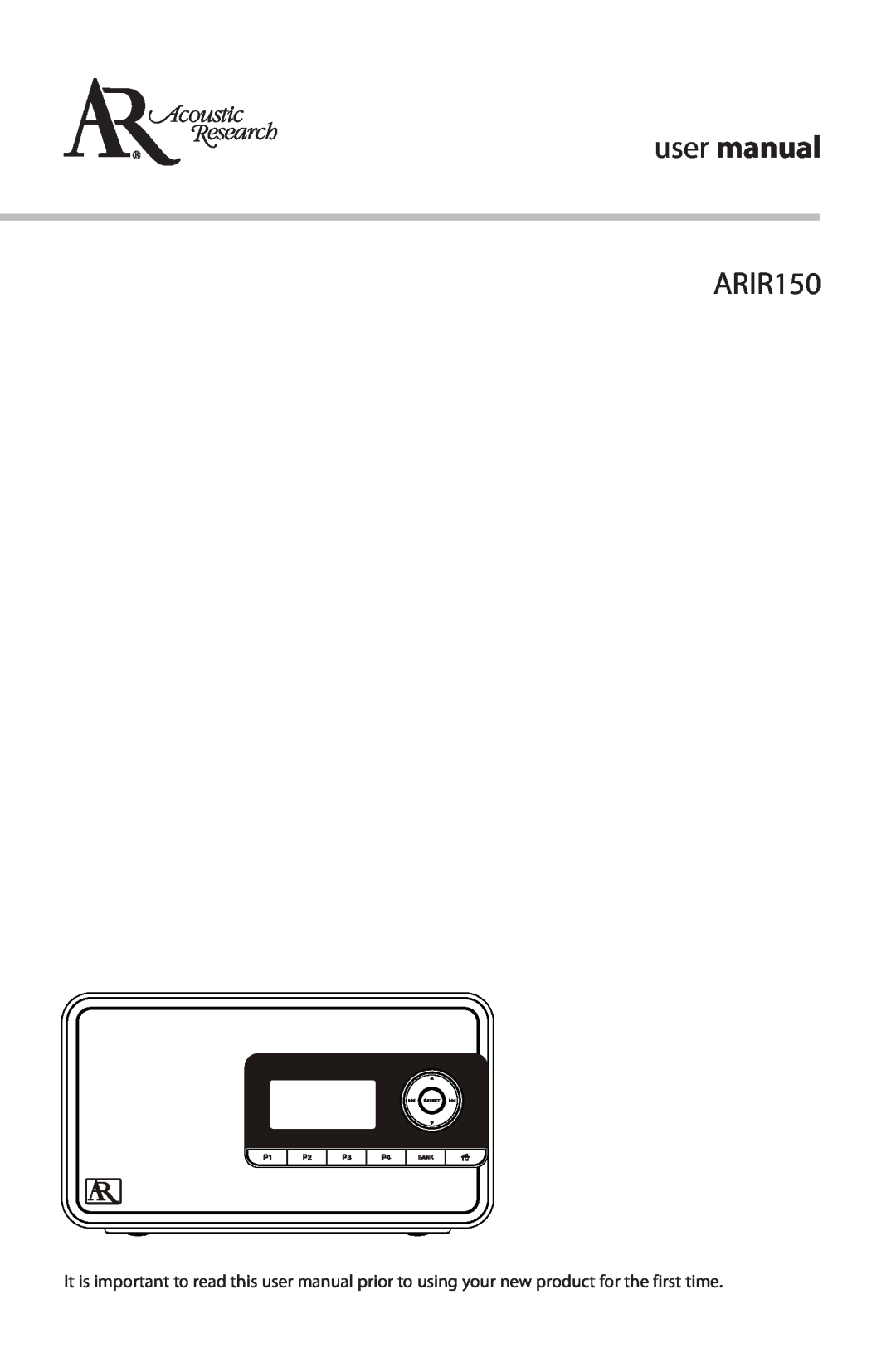 Acoustic Research ARIR150 user manual 