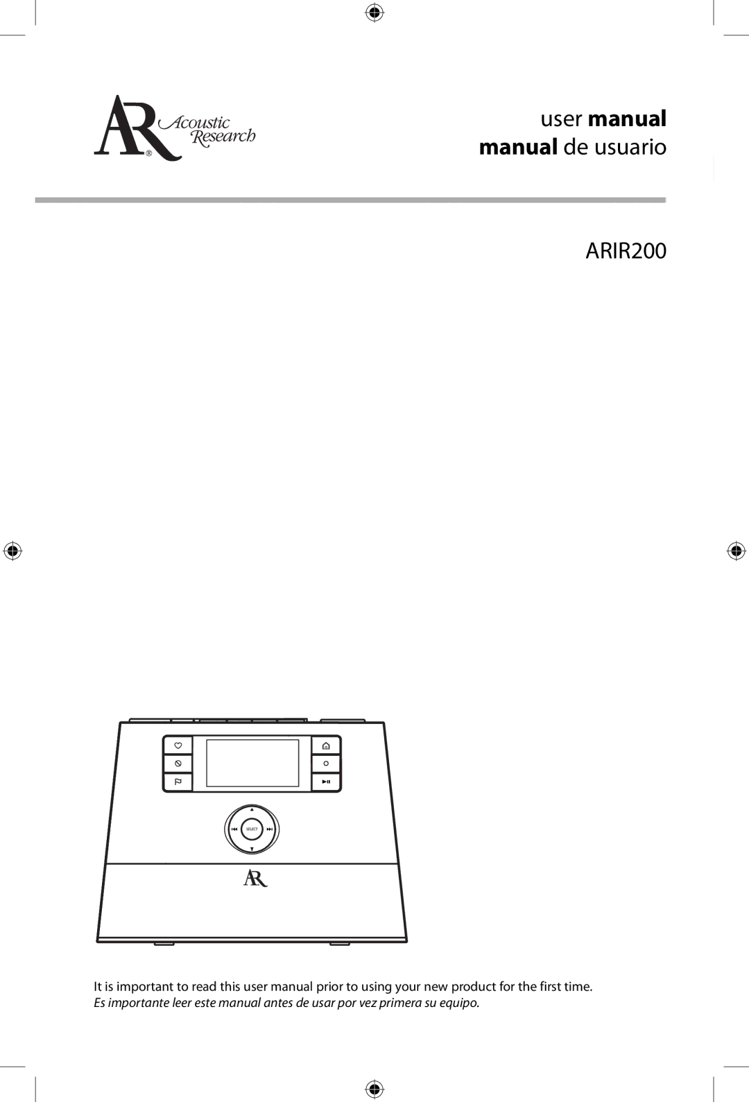 Acoustic Research ARIR200 user manual 