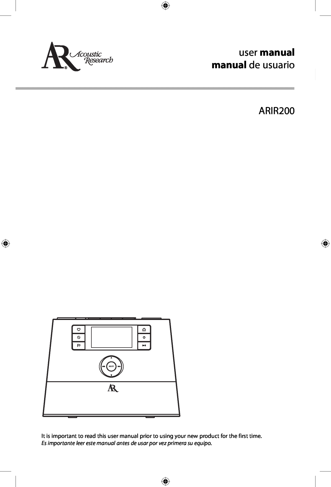 Acoustic Research ARIR200 user manual user manual manual de usuario 