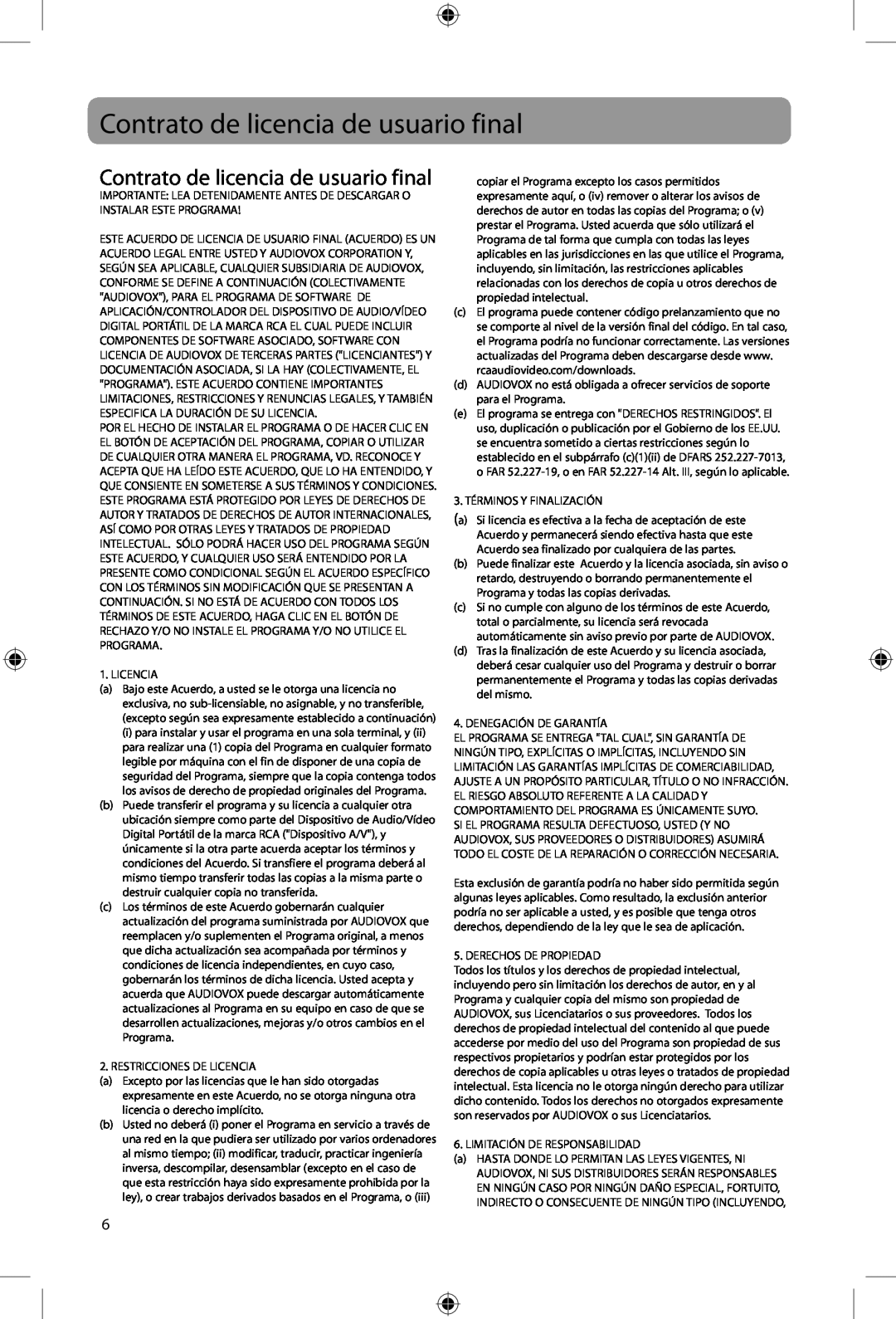 Acoustic Research ARIR200 user manual Contrato de licencia de usuario final 