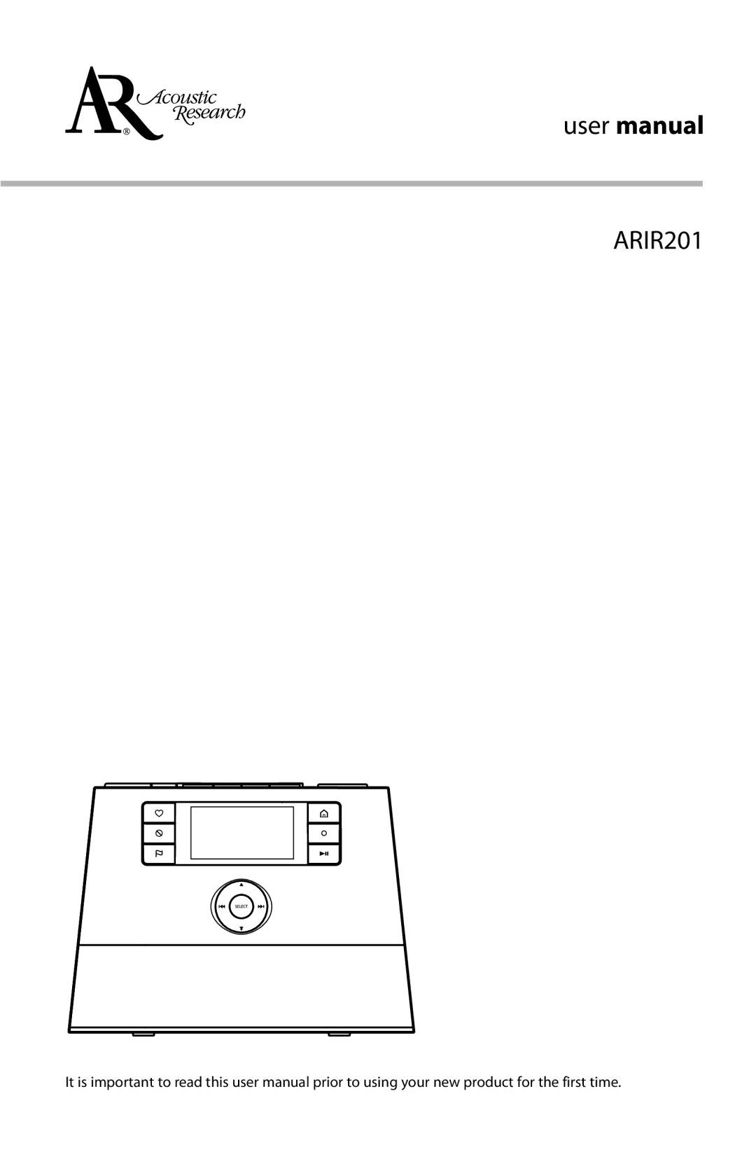 Acoustic Research ARIR201 user manual 