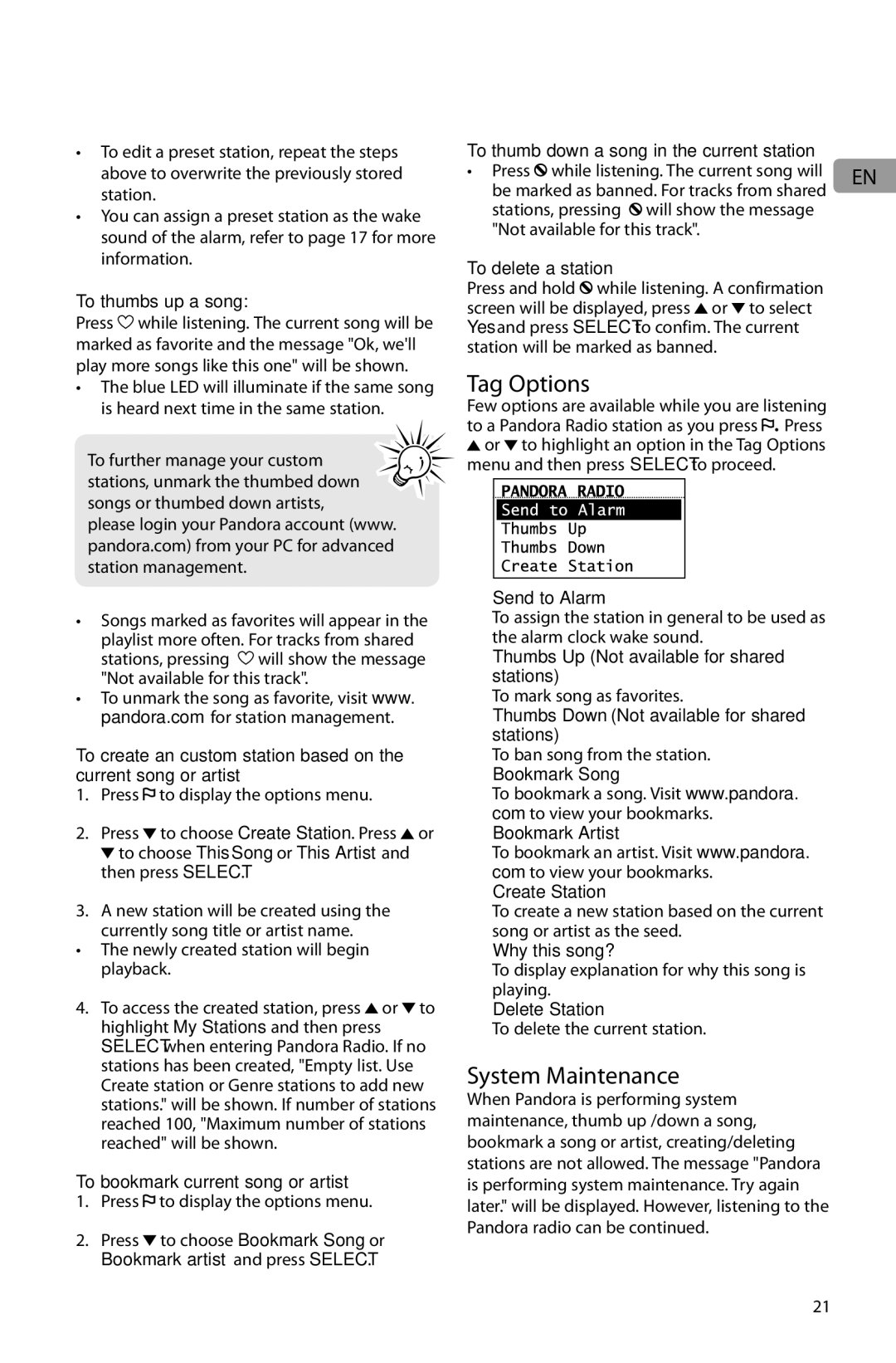 Acoustic Research ARIR201 user manual System Maintenance 