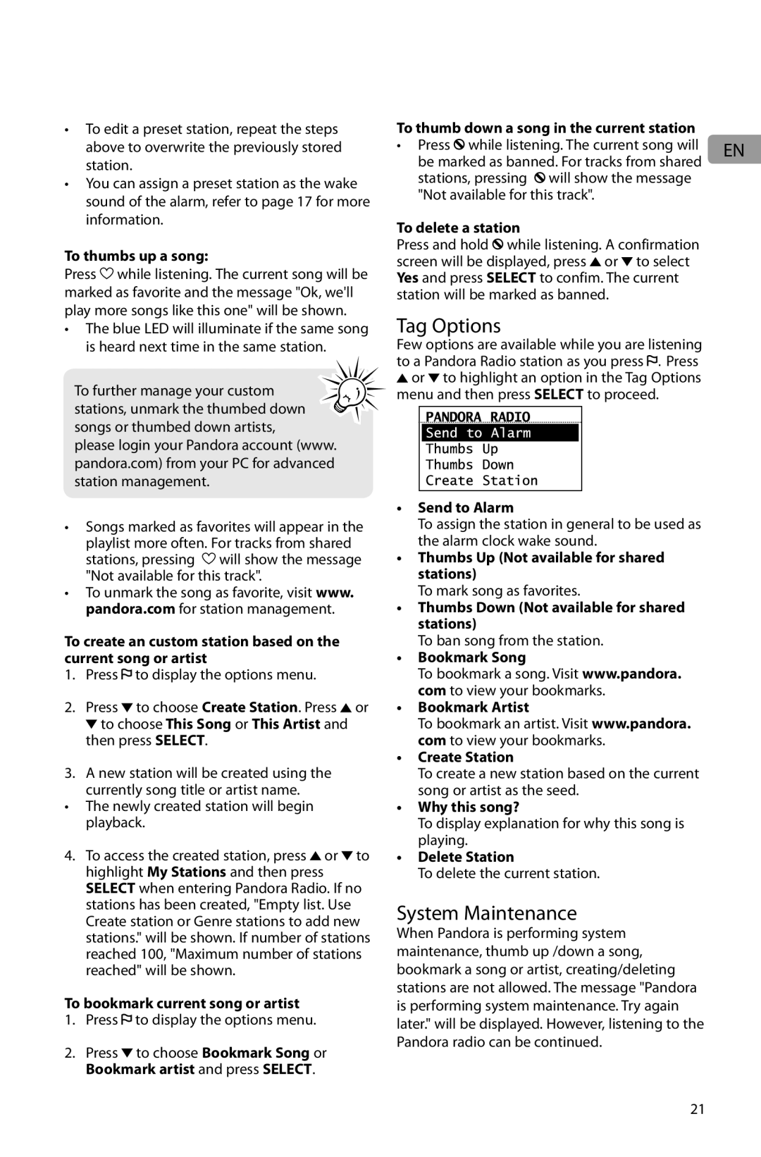 Acoustic Research ARIR201 user manual System Maintenance 