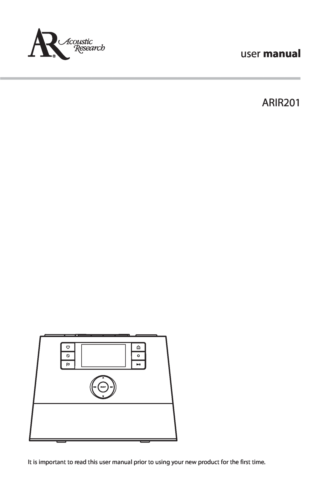 Acoustic Research ARIR201 user manual 