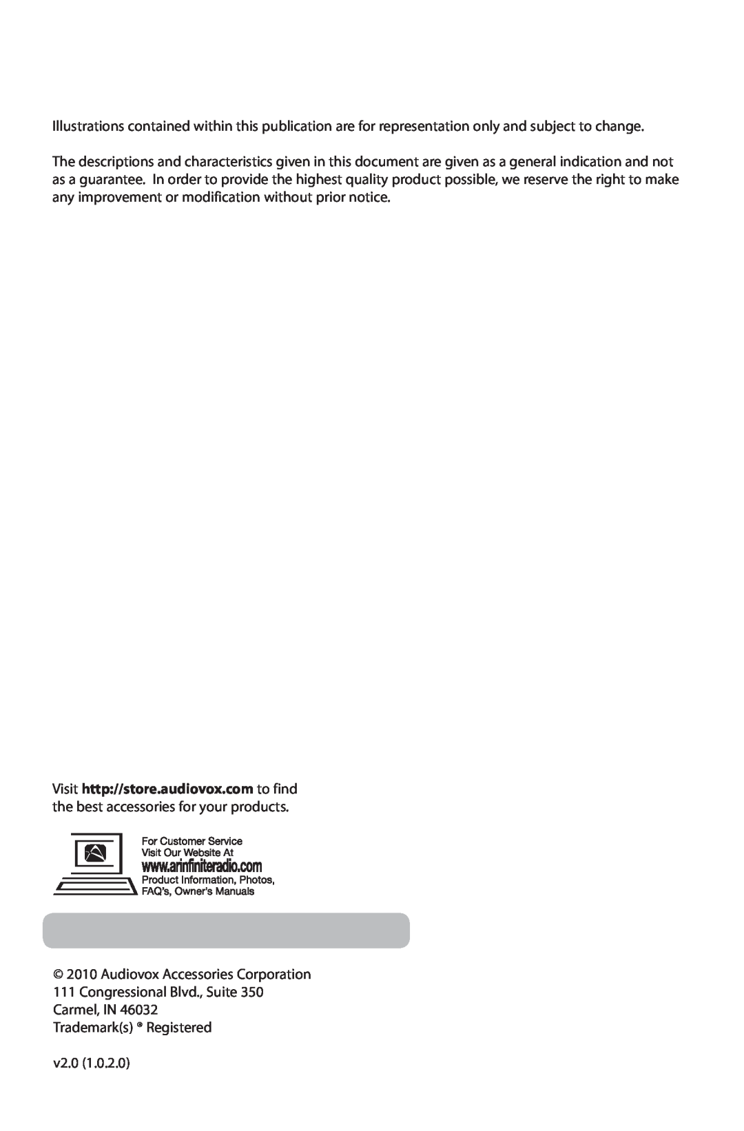 Acoustic Research ARIR201 user manual Audiovox Accessories Corporation 
