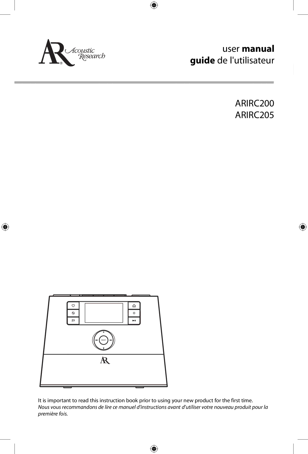 Acoustic Research user manual ARIRC200 ARIRC205 