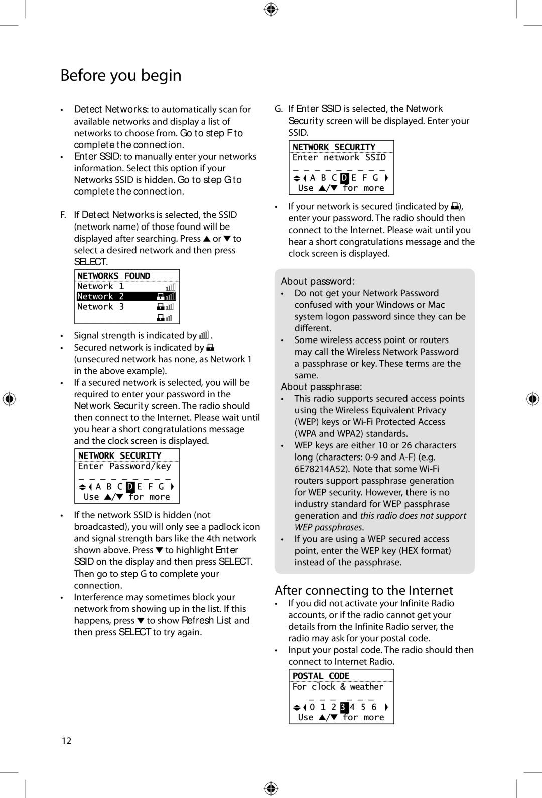 Acoustic Research ARIRC205 After connecting to the Internet, About password, Passphrase or key. These terms are the same 