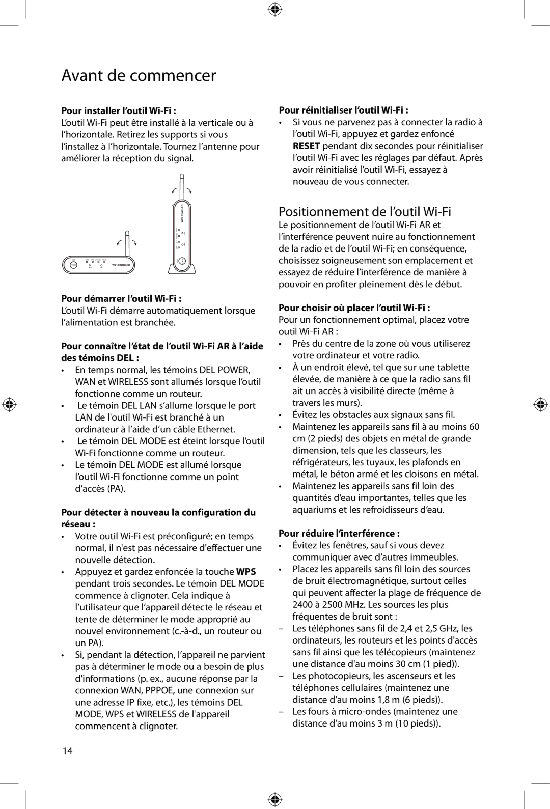 Acoustic Research ARIRC200, ARIRC205 user manual Positionnement de l’outil Wi-Fi 