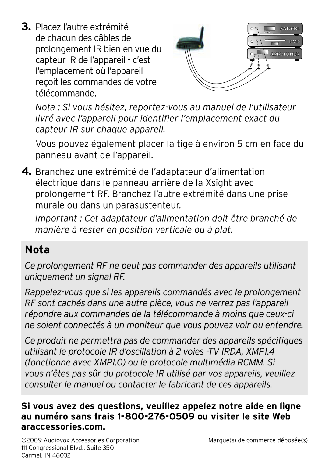 Acoustic Research ARRE433B, RF Extender manual Nota 