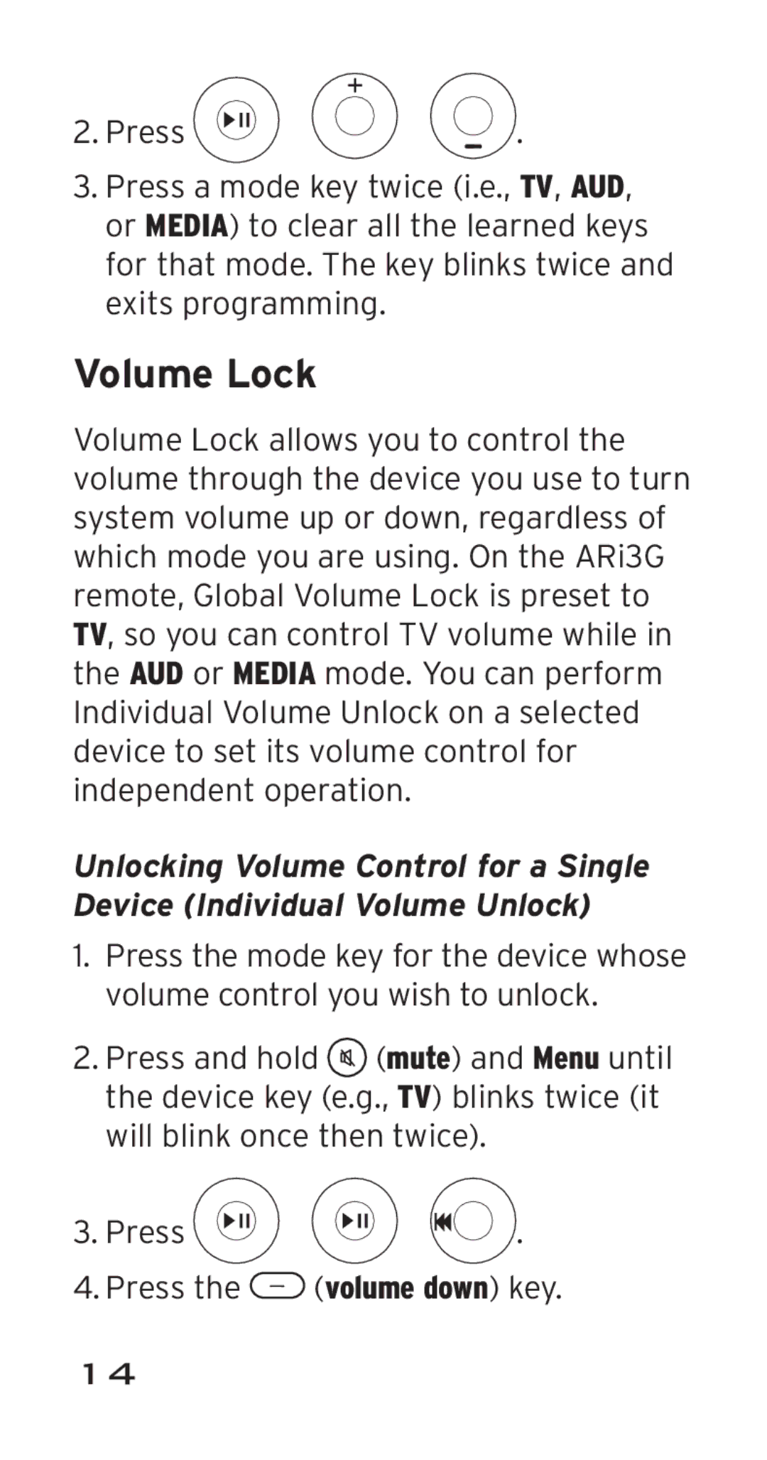 Acoustic Research ARRI03G, ARi3G manual Volume Lock 