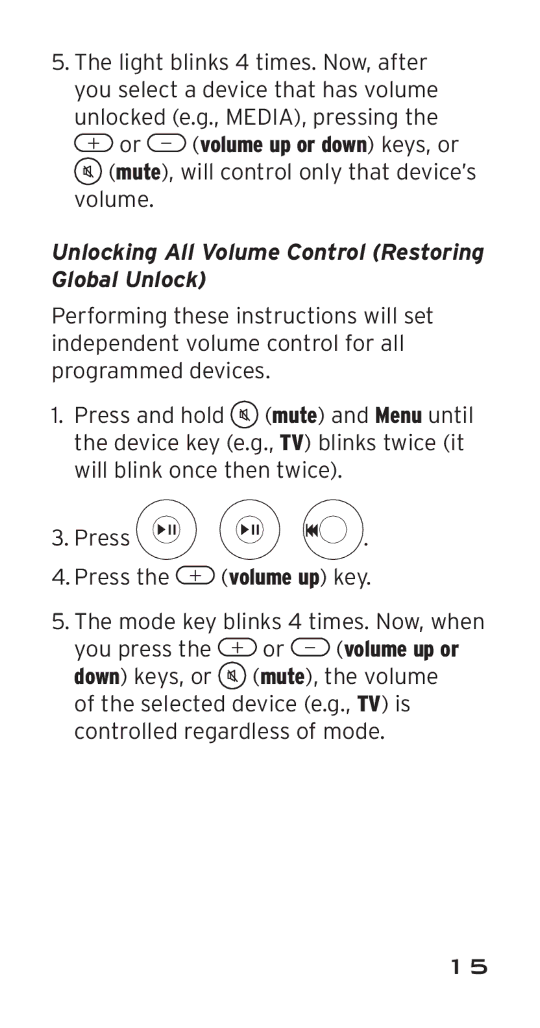 Acoustic Research ARi3G, ARRI03G manual Unlocking All Volume Control Restoring Global Unlock 