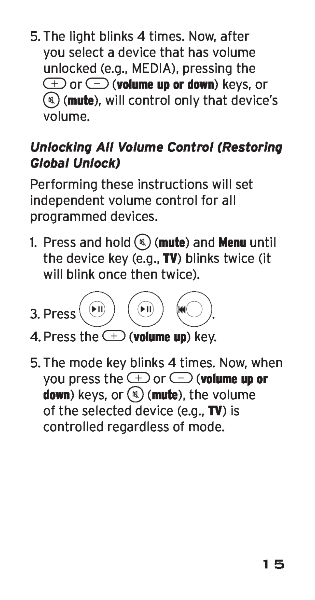 Acoustic Research ARi3G, ARRI03G manual Unlocking All Volume Control Restoring Global Unlock 