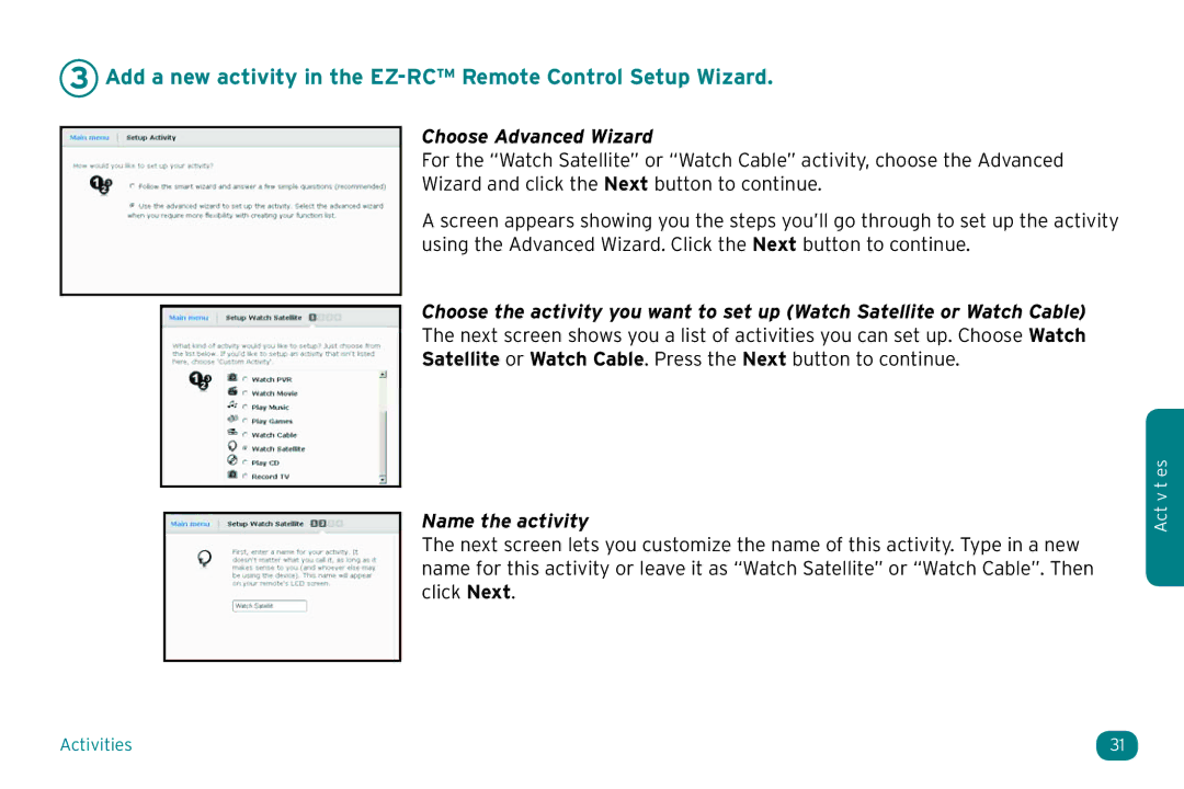 Acoustic Research ARRX15G setup guide Add a new activity in the EZ-RC Remote Control Setup Wizard 