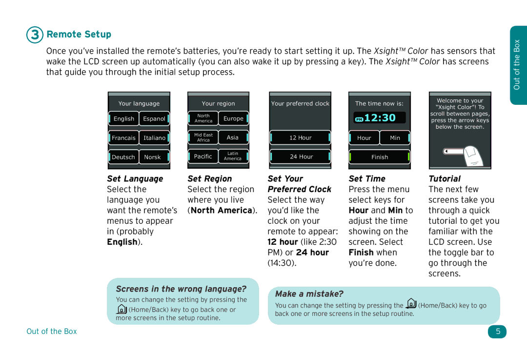 Acoustic Research ARRX15G setup guide Remote Setup, Set Language Set Region Set Your Set Time Tutorial, Preferred Clock 