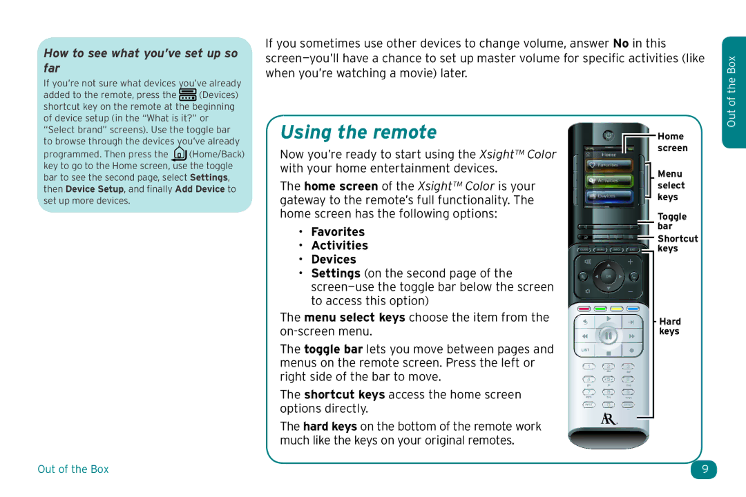 Acoustic Research ARRX15G setup guide Using the remote, How to see what you’ve set up so far 