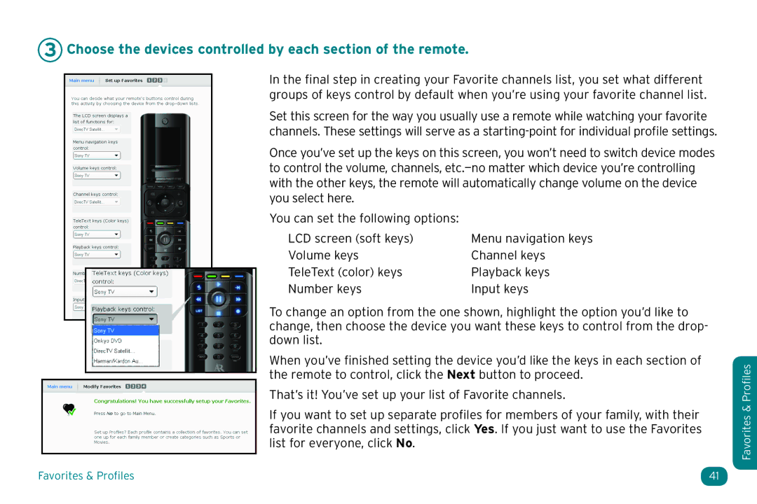 Acoustic Research ARRX18G setup guide Choose the devices controlled by each section of the remote 