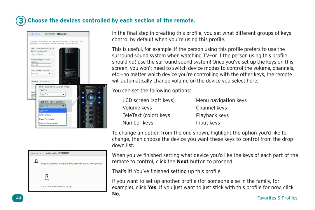 Acoustic Research ARRX18G setup guide Choose the devices controlled by each section of the remote 