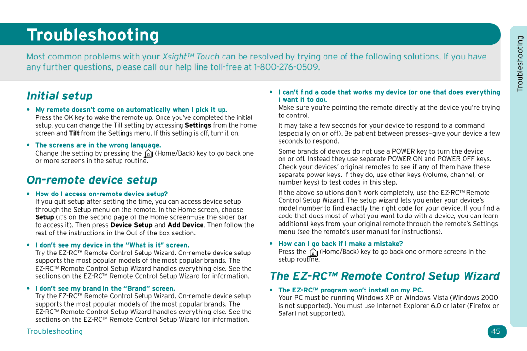 Acoustic Research ARRX18G setup guide Troubleshooting 