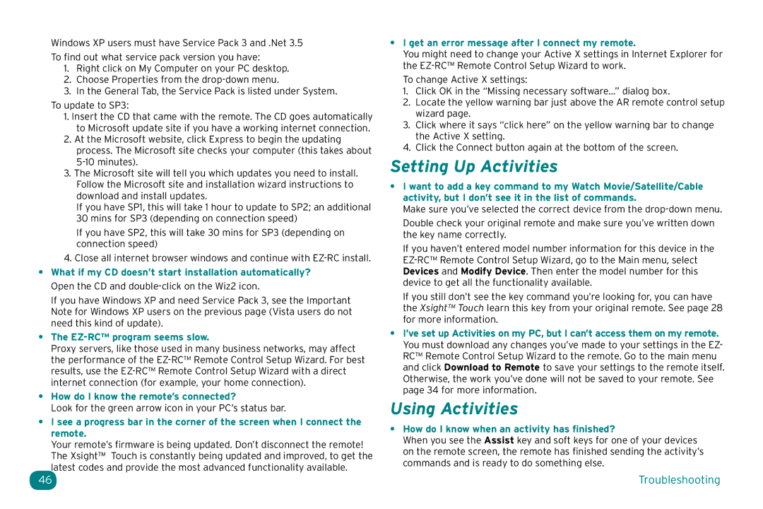 Acoustic Research ARRX18G setup guide Setting Up Activities 