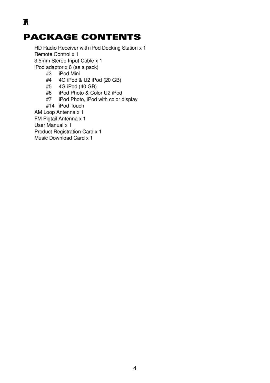 Acoustic Research user manual ART7 Package Contents 