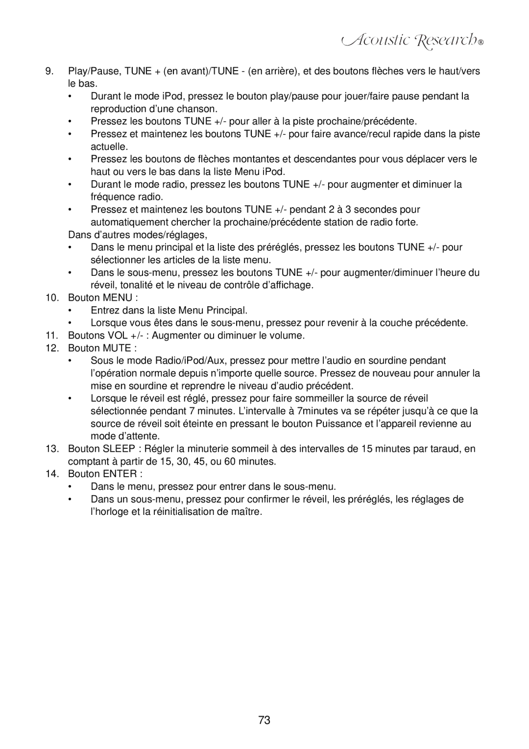 Acoustic Research ART7 user manual 