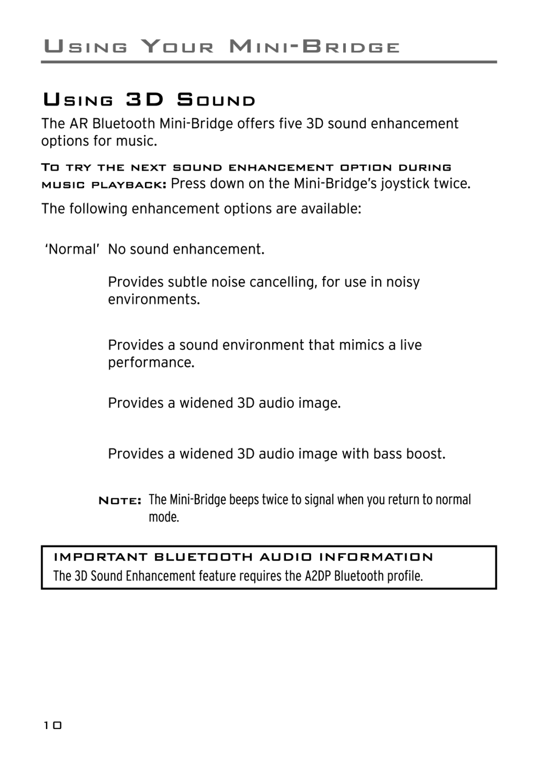 Acoustic Research ARWH1 user manual 