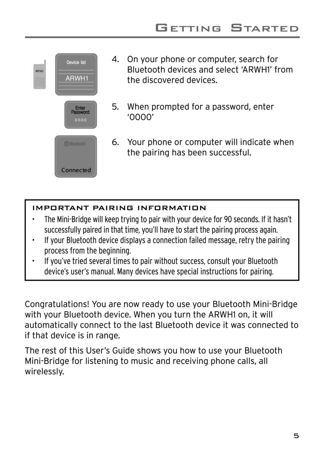 Acoustic Research ARWH1 user manual 