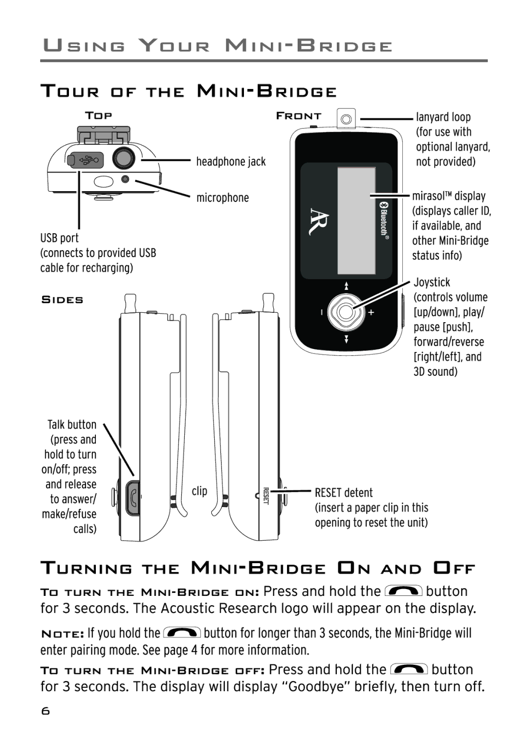 Acoustic Research ARWH1 user manual 