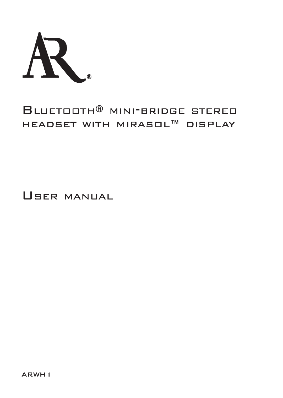 Acoustic Research ARWH1 user manual 