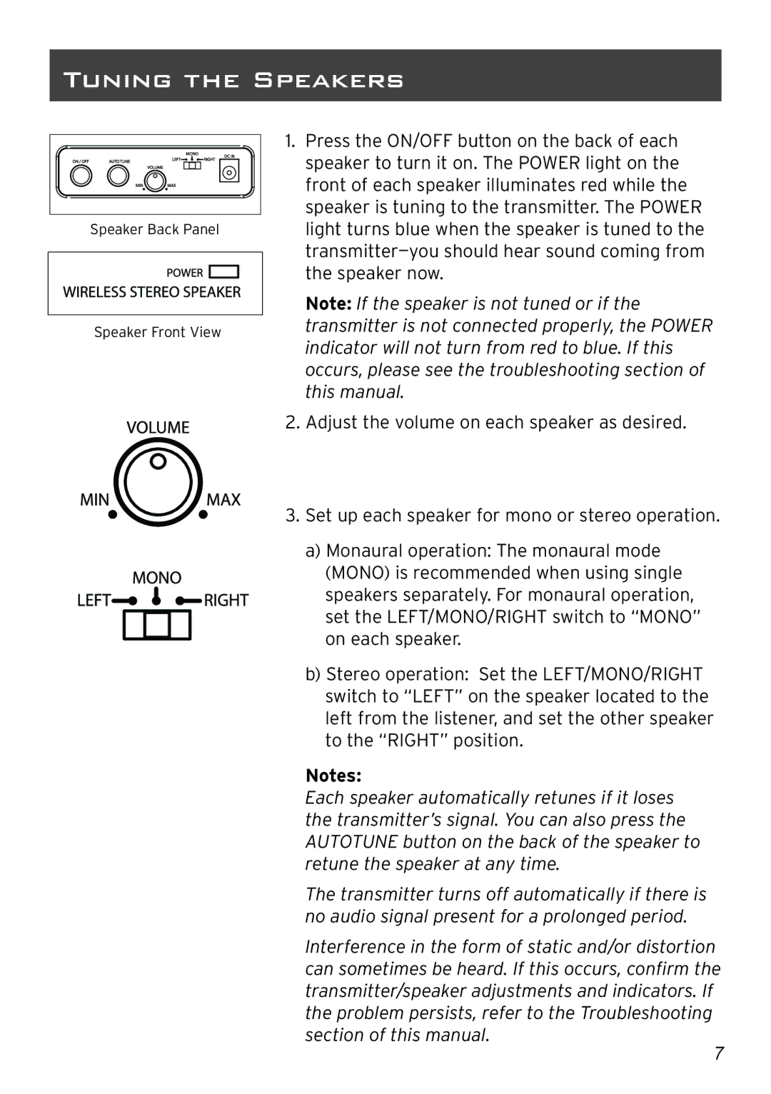 Acoustic Research AW880 operation manual Tuning the Speakers 