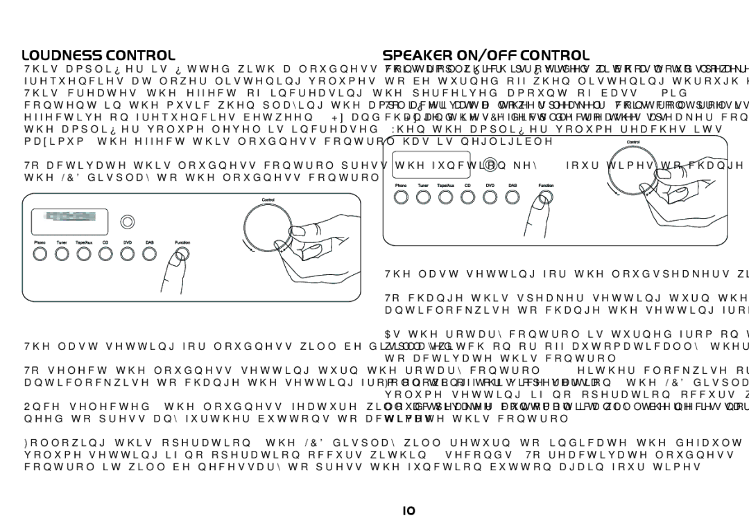 Acoustical Solutions SP 101 manual Loudness Control, Speaker ON/OFF Control 