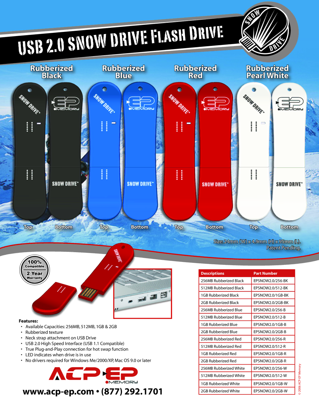 ACP-EP Memory EPSNOW2.0/512-R, EPSNOW2.0/512-W, EPSNOW2.0/512-BK, EPSNOW2.0/2GB-B manual Bottom Top Bottom 