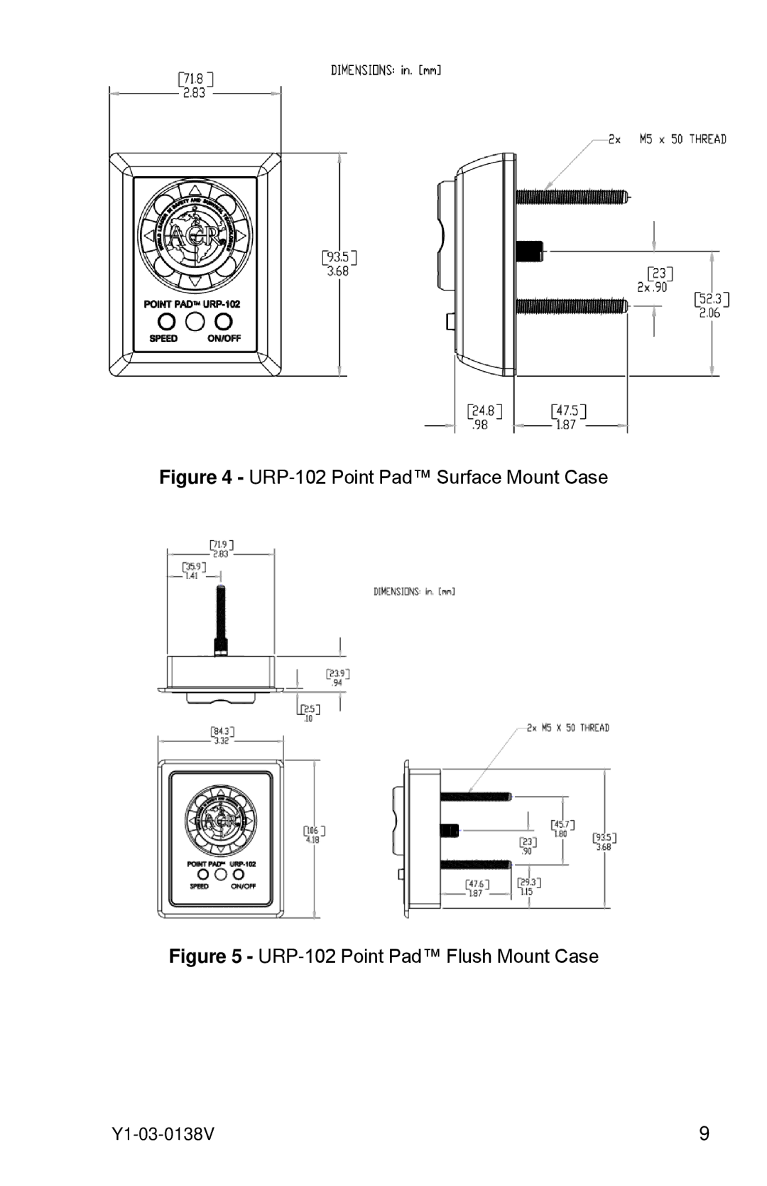 ACR Electronics 1930.3 manual URP-102 Point Pad Surface Mount Case 