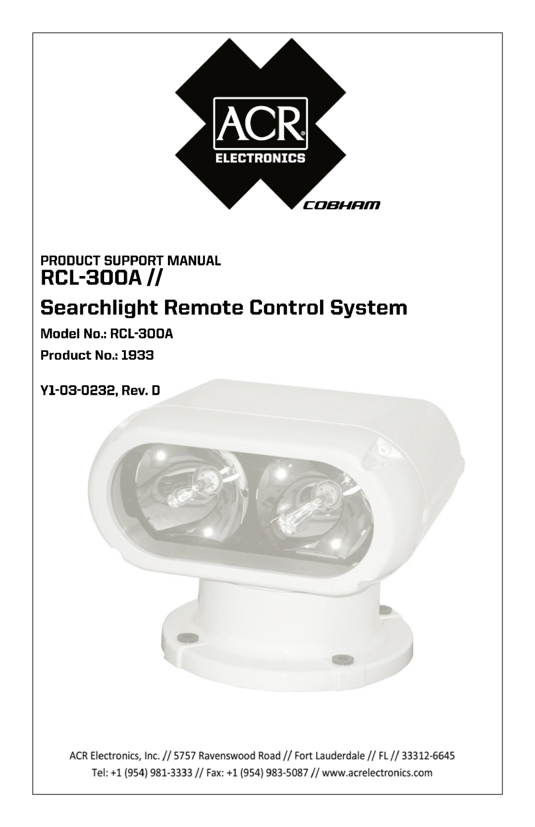 ACR Electronics RCL-300A, 1933 manual Y1-03-0229D 